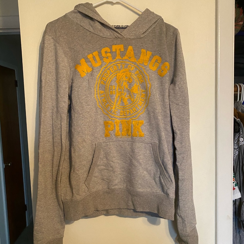VS Pink gray striped sweatshirt